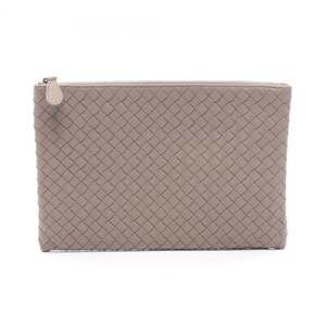 BOTTEGA VENETA Cream Leather Intrecciato Clutch Bag
